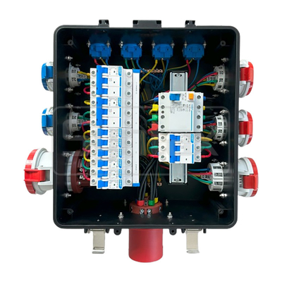 Syntax MP24 Portable Distribution Board 63A Three Phase with Residual PC Maintenance Box with Wheels for Indonesia