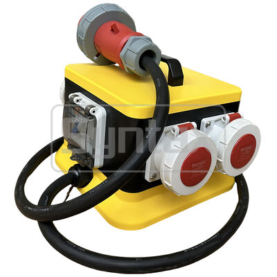 Syntax MZ8 IP67 Waterproof Portable Distribution Box 32A/5P Three Phase 400v With 1.8m built-in Lead Rubber Cable Outdoors 26*26*24.5CM