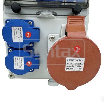 Syntax CX7 Wall Mounted Distribution Box 32AMP Three Phase Fused Made in PC Electric Grey Stage Box 26*17*14CM