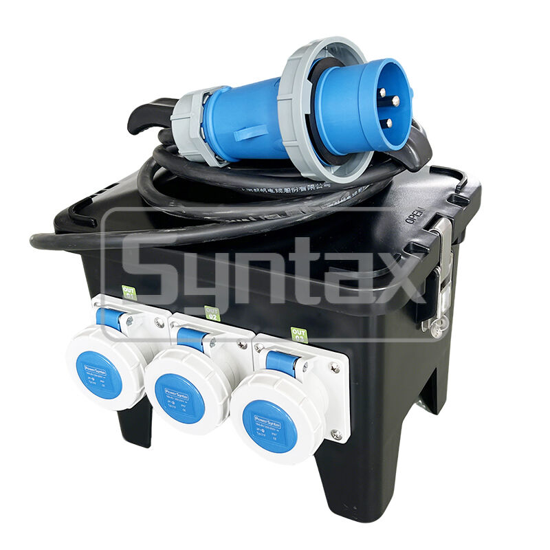 Syntax MP12 Single Phase IP67 Waterproof 32amp Portable Distribution Box with Stackable Design and 3.5m H07RN-F3*6 Extension Cable