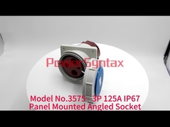 Modelo n.º 3575: 3P 125A IP67 Conector en ángulo para montaje en panel