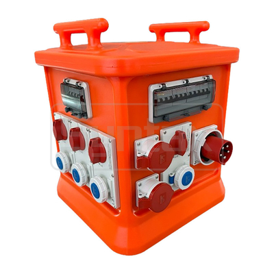 Sintaxis MK2N 5P 63A Caja de distribución portátil de material PE con 16Amp Sockets mecánicos interconectados y conmutados CEE