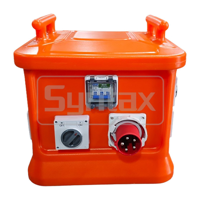 Sintáctica MK1N 5P 32A Salidas de fase única y 3 Caja de distribución portátil Material PE equipado con enchufe conmutado y RCBOs