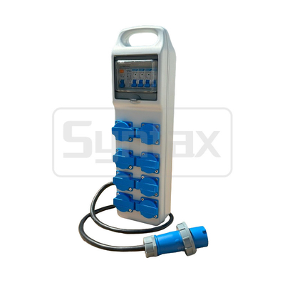 CT3 16A Divididor de energía eléctrica IP44 Caja de distribución con 8 enchufes Schuko 490 * 142 * 95mm