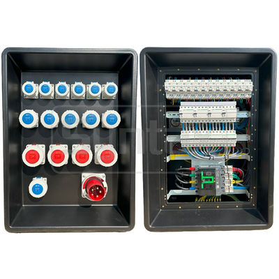 Sintáctica MD4 Tres Fases 125A IP67 Distro de energía HDPE impermeable con interruptores Schneider y PowerSyntax enchufes y enchufes industriales 630x430x900mm