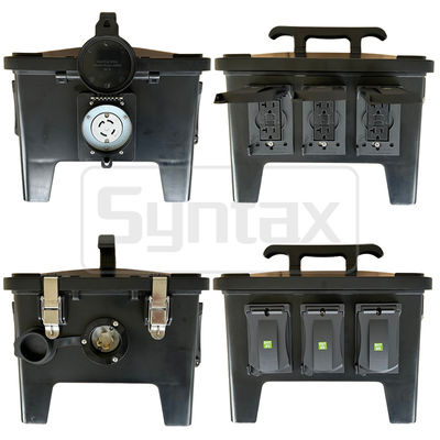 Unidad de distribución de energía portátil a prueba de agua Syntax MP24, 30A, monofásica, de 2 polos y 4 cables, con receptáculos con certificación UL/ETL