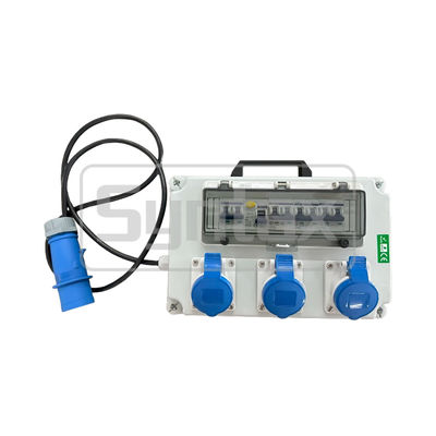 Sintáctica JS1 Caja de distribución de energía portátil montada en la pared 32AMP hecha en PC Caja de mantenimiento gris eléctrico 220 * 340 * 150mm