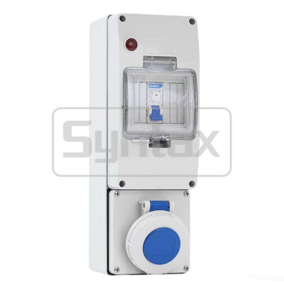 Caja de enchufe industrial impermeable Syntax UBM316 IP66 con 16A 3P 220V y contactos de latón niquelado