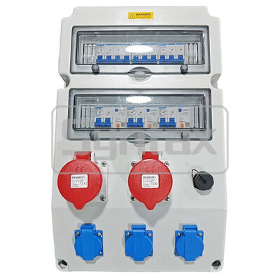 Síntese CX4 Caja de distribución montada en la pared 63AMP Tres Fase Cuatro alambre con IP65 enchufes impermeables de Mennekes y interfaz de red RJ45